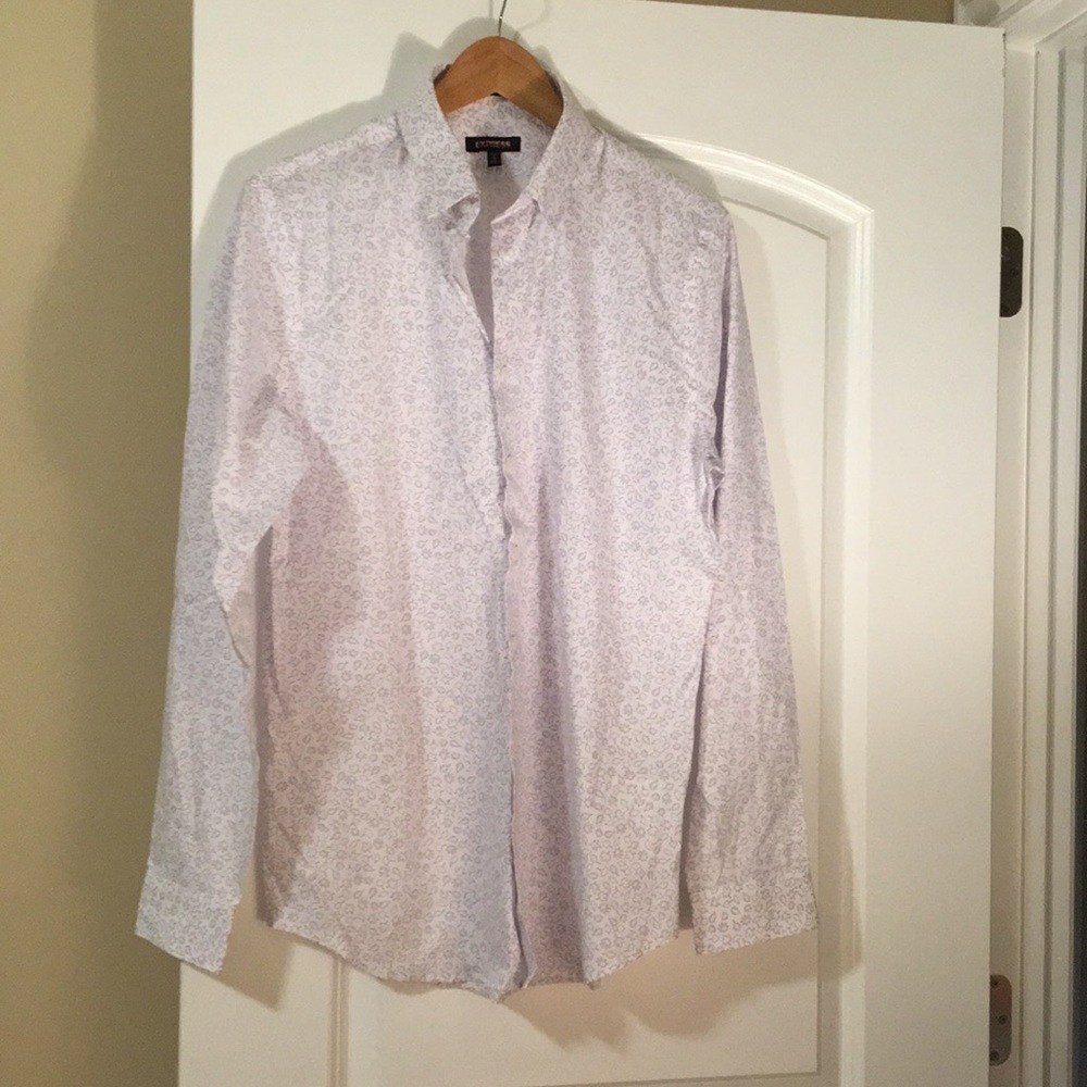 Express Leaf Pattern Dress Shirt - image 1